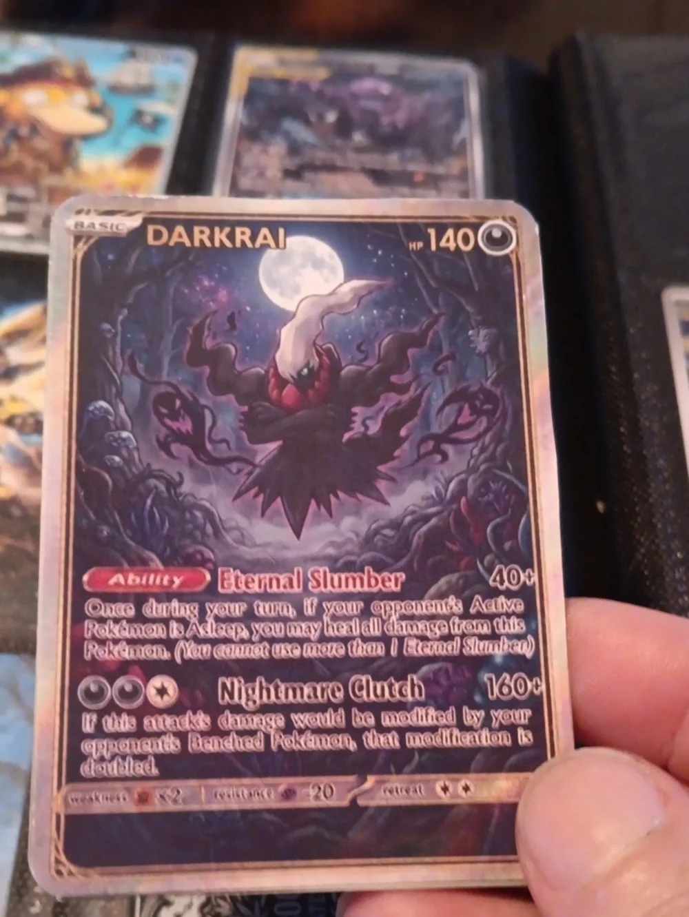 Darkrai Pokémon Holographic Card - Black and Purple Art